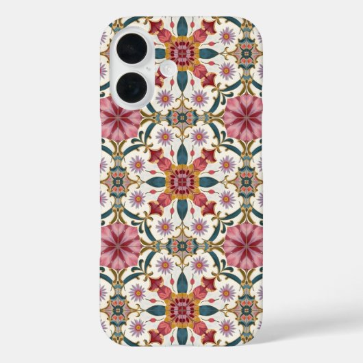 Florales Boho-Muster in Rot, Pink & Türkis Case-Mate iPhone Hülle (Rückseite)