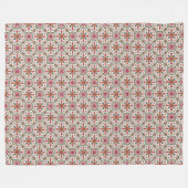 Florales Boho-Muster in Rot, Pink & Türkis Fleecedecke (Vorderseite (Horizontal))