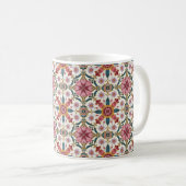 Florales Boho-Muster in Rot, Pink & Türkis Kaffeetasse (VorderseiteRechts)