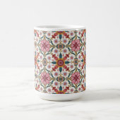 Florales Boho-Muster in Rot, Pink & Türkis Kaffeetasse (Mittel)