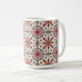 Florales Boho-Muster in Rot, Pink & Türkis Kaffeetasse (VorderseiteRechts)