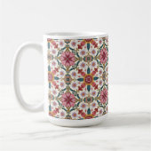 Florales Boho-Muster in Rot, Pink & Türkis Kaffeetasse (Links)