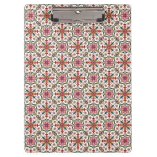 Florales Boho-Muster in Rot, Pink & Türkis Klemmbrett