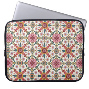 Florales Boho-Muster in Rot, Pink & Türkis Laptopschutzhülle