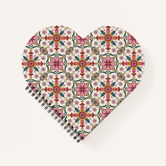 Florales Boho-Muster in Rot, Pink & Türkis Notizblock (Vorderseite)