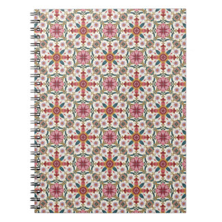 Florales Boho-Muster in Rot, Pink & Türkis Notizblock