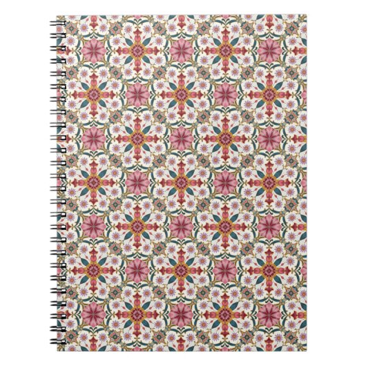 Florales Boho-Muster in Rot, Pink & Türkis Notizblock (Vorderseite)