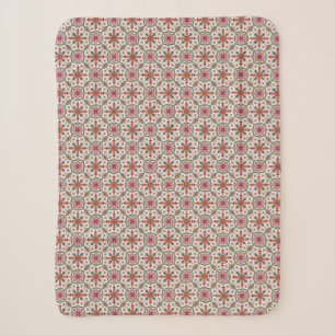 Florales Boho-Muster in Rot, Pink & Türkis Sherpadecke