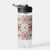 Florales Boho-Muster in Rot, Pink & Türkis Trinkflasche (Rechts)