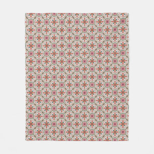 Florales Boho-Muster in Rot, Pink und Türkis Fleecedecke