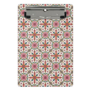 Florales Boho-Muster in Rot, Pink und Türkis Mini Klemmbrett
