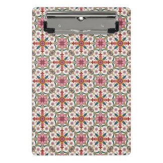 Florales Boho-Muster in Rot, Pink und Türkis Mini Klemmbrett