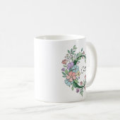 Florales botanisches Monogramm | Benutzerdefiniert Kaffeetasse (VorderseiteRechts)