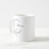Florales botanisches Monogramm | Benutzerdefiniert Kaffeetasse (Vorderseite Links)