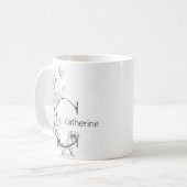 Florales botanisches Monogramm | Benutzerdefiniert Kaffeetasse (Vorderseite Links)