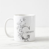 Florales botanisches Monogramm | Benutzerdefiniert Kaffeetasse (Links)