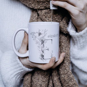 Florales botanisches Monogramm Benutzerdefiniert Kaffeetasse