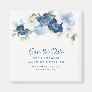 Florales botanisches staubblaues Save-the-Date-And Magnet