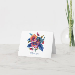 Florales Bouquet Faux-Stickerei-Garn-Design Dankeskarte