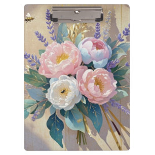 Florales Bouquet Pfingstrosen Lavendel Klemmbrett