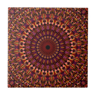 Florales braunes Mandala-Design Fliese