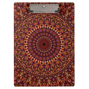 Florales braunes Mandala-Design Klemmbrett