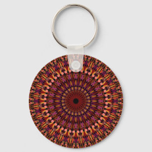 Florales braunes Mandala-Design Schlüsselanhänger