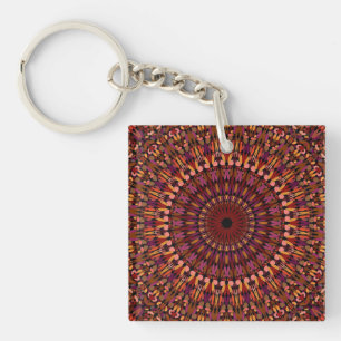 Florales braunes Mandala-Design Schlüsselanhänger