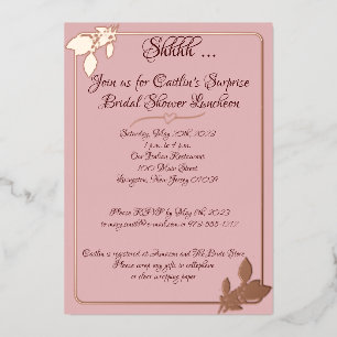 Florales Brautbad, Rosé, Gold Folieneinladung