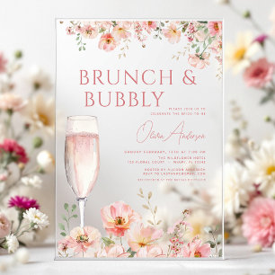 Florales Brunch und prickelndes Champagner-Jungges Acryleinladungen