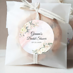 Florales Brunch und sprudelndes Brautbad Runder Aufkleber