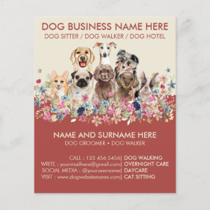 Florales Burgunder Haustiersitter Boarding Hundefr Flyer