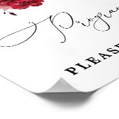 Florales burgunderfarbenes Programm-Schild Poster (Ecke)