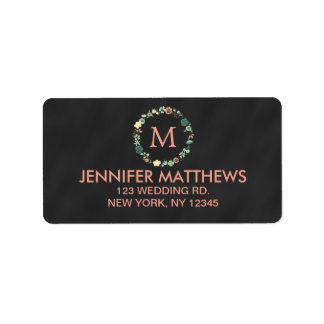 FLORALES CHALKBOARD-MONOGRAMM ADRESSAUFKLEBER