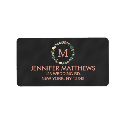 FLORALES CHALKBOARD-MONOGRAMM ADRESSAUFKLEBER (Vorne)