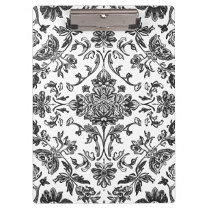Florales Chinoiserie Schwarz-Weiß-Aquarell Klemmbrett