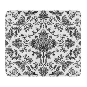 Florales Chinoiserie Schwarz-Weiß-Aquarell Schneidebrett
