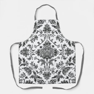 Florales Chinoiserie Schwarz-Weiß-Aquarell Schürze