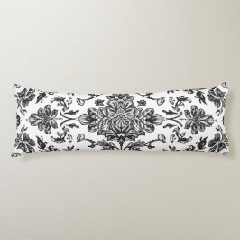Florales Chinoiserie Schwarz-Weiß-Aquarell Seitenschläferkissen