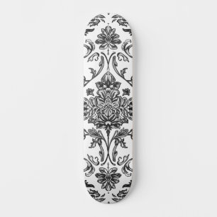 Florales Chinoiserie Schwarz-Weiß-Aquarell Skateboard