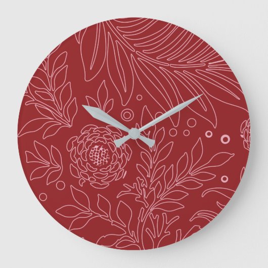 Florales Design 30 Große Wanduhr (Vorderseite)