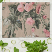 Florales Design Rosa und Taupe Geschirrtuch (Gefaltet)