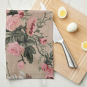 Florales Design Rosa und Taupe Geschirrtuch (Viertel Falte)