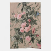 Florales Design Rosa und Taupe Geschirrtuch (Vertikal)