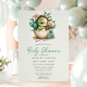 Florales Dinosaurier-Ei-Baby-Shower Einladung