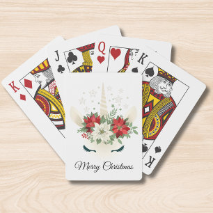 Florales Einhorn Weihnachtsstern Frohe Weihnachten Spielkarten