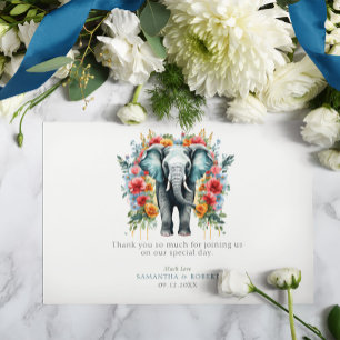 Florales Elefant Bay Blau und Weiß Danke