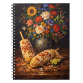 Florales Elote Stilleben | Monogramm Notizblock (Vorderseite)