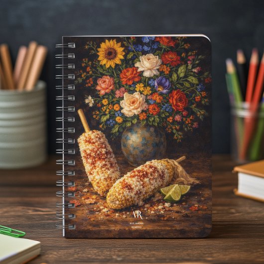Florales Elote Stilleben | Monogramm Notizblock