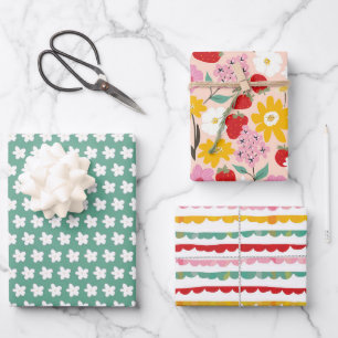 Florales Erdbeertraum Geschenkpapier Set